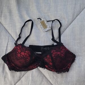 Elegant Black and Red Lace Bra New Item.